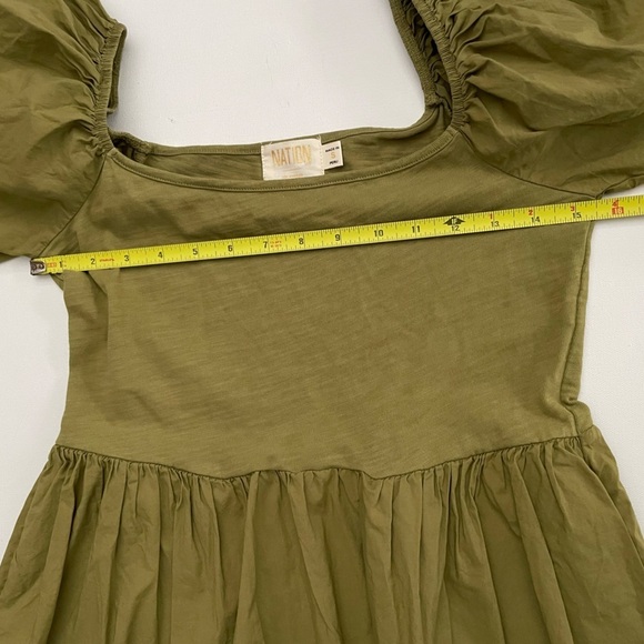Nation LTD Heddie Combo Babydoll Dress Lichen Olive Green pockets small S - Picture 11 of 12